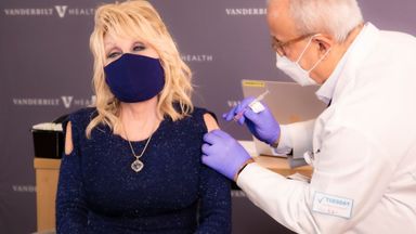 Singer Dolly Parton gets her coronavirus vaccination. Pic: Twitter